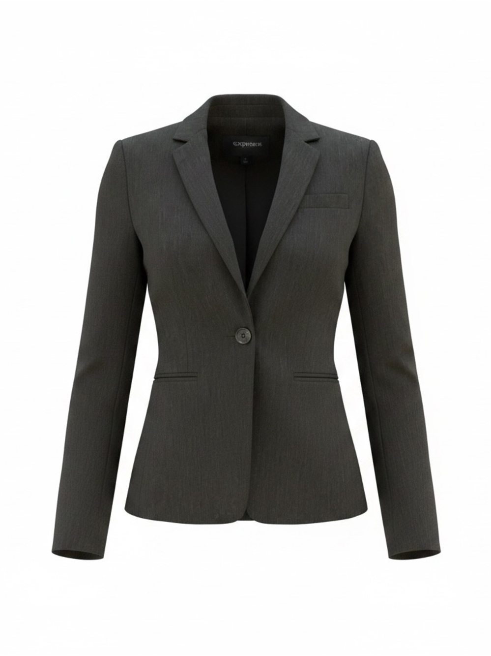 Express Dark Charcoal Single-Button Tailored Blazer